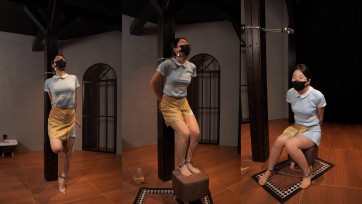 【试炼工作室】好利来女孩金属放置（直立限位+郊狼+手铐脚镣+极限踮脚+嚎叫不停+最后采访）