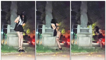 【一只松鼠】女仆装小男娘外出露出自缚被拴在马路边郊狼电击