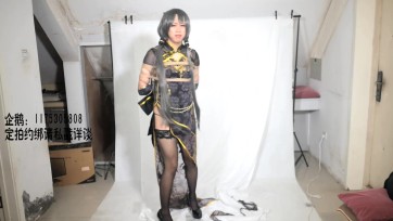 【莉雅】洛天依(金丝雀 长发) COSPLAY 金丝雀的特殊服务 五花胸缚系带胖次吊带袜裸足高跟