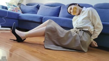 【墨色】迟迟长裙高跟鞋透明胶带捆绑