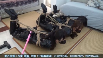 【新月原创】【佳怡】【荷露】【琳媚】胶衣女侠三姐妹 惩奸除恶惹错人 自动紧缚绳一绑三 驷马挣扎无果