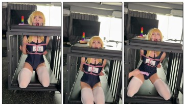 【夜之城】死库水大学生妹妹囚笼开口器惩罚，口虐鼻责强糕失禁