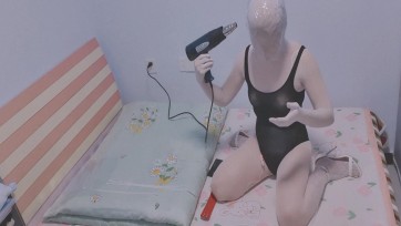 【幽灵】白色半包紧身衣 白色高跟 黑色丝袜泳衣 热缩呼吸扎带