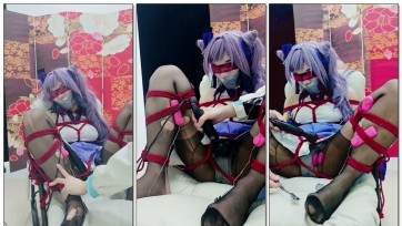 【楚鸽BGM】刻晴强制m开腿，蒙眼堵嘴，tk强高，棒棒跳蛋齐上。足部特写。椅子湿润，超长时长量大管饱