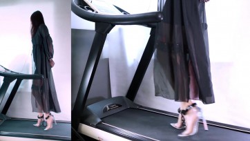 【高跟与跑步机】重镣禁锢下踩着透明高跟被一览无余的虐足