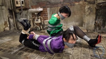 【Made in Japan】CSI detectives Akane and Kanon Sugawara hogtied, and tightly wraparound tape gagge