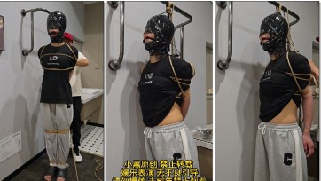 【小黑原创】用马具口球把头吊起来，挠痒挑逗，挣扎的很厉害，但是逃不掉，最后吊脖绞刑玩弄！