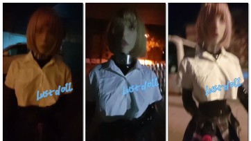 【Lustdoll】欲桃连身丝+胶衣街上露出