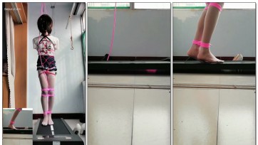【玩家自缚】跑步机，强制踮脚，踮脚蹦跳。龟甲缚，吊缚，单手套，白丝，高跟鞋，呼吸限制，呻吟。