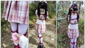 【栗栗子原创】《完成任务的M模特 08》 户外TJ、户外强高、小树林强高、捆绑、双马尾、白丝