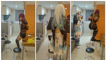 【鸽】星河猎手卡芙卡黑色紧身衣的吊缚惩罚（2）