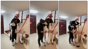 【kilo】修女小男娘的楼梯柱上捆绑，单腿站立半吊着榨经